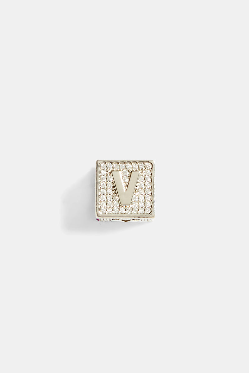 Iced V Letter Block Pendant