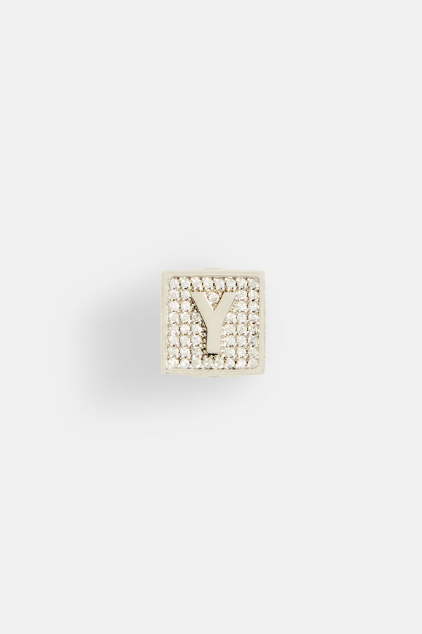 Iced Y Letter Block Pendant