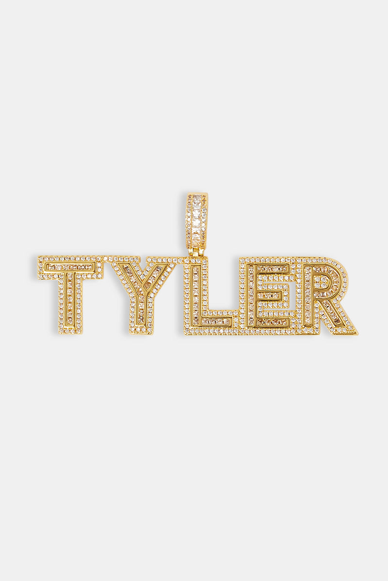 Iced Outline Letter Pendant - 22mm - Gold