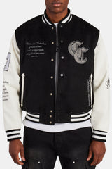 Cernucci Rhinestone Varsity Bomber - Black