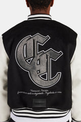 Cernucci Rhinestone Varsity Bomber - Black