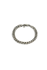 925 Sterling Silver Oxidised Flat Cuban Bracelet