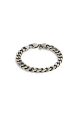 925 Sterling Silver Oxidised Flat Chunky Cuban Bracelet