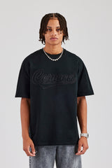 Rope Script Oversized T-Shirt - Black