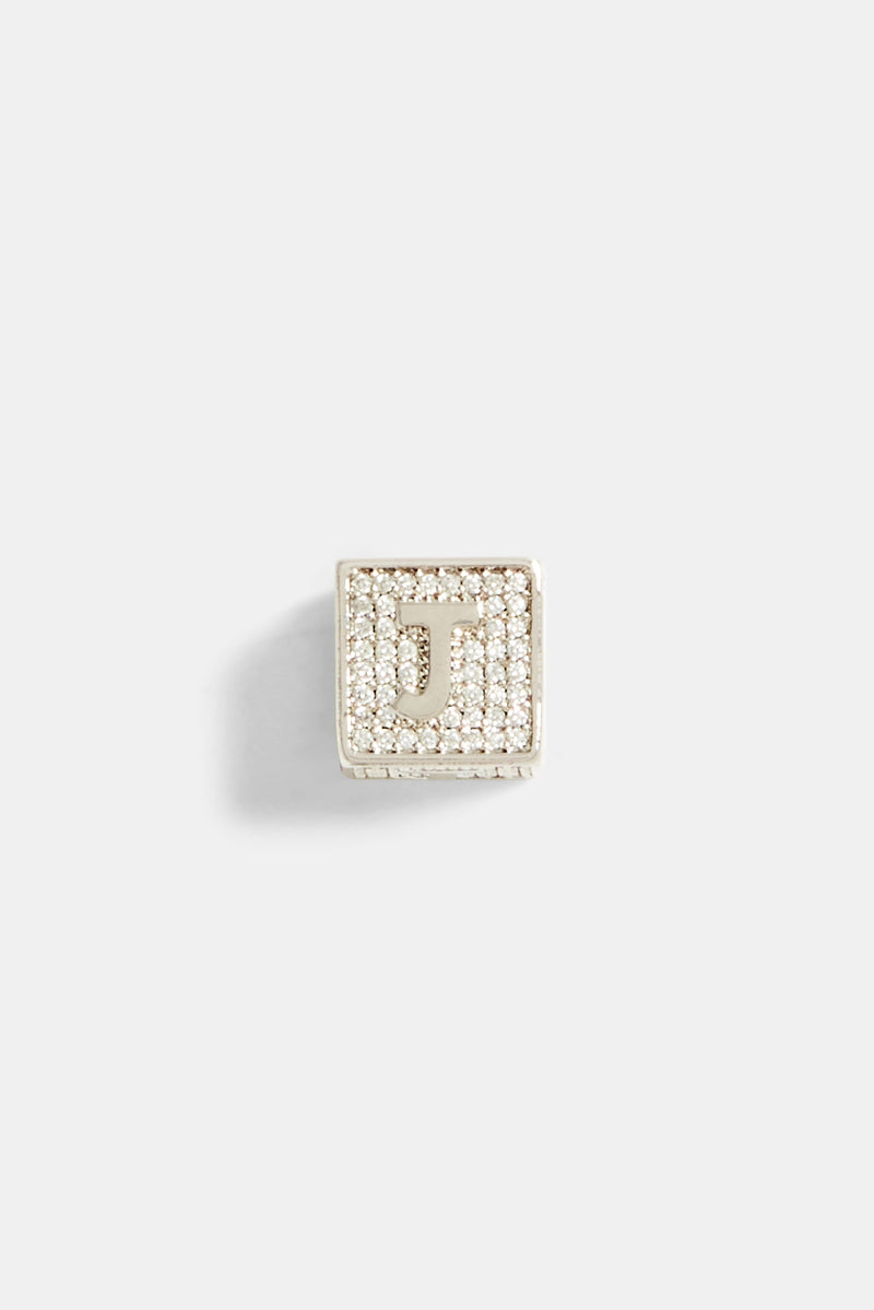 Iced J Letter Block Pendant