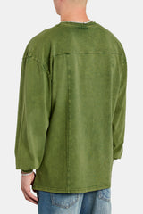 Cernucci Collection Washed Oversized Long Sleeve T-Shirt - Green