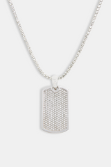 Iced CZ 2 Tone Dog Tag Pendant