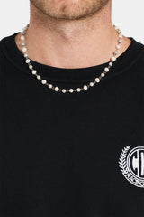 Ice CZ Ball & Freshwater Pearl Necklace