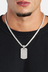 Iced CZ 2 Tone Dog Tag Pendant