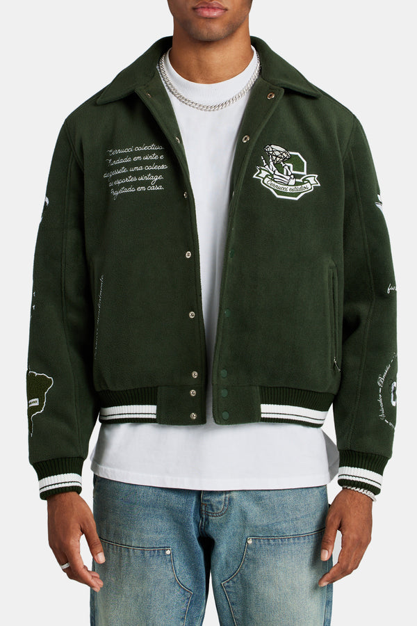 Varsity Harrington Bomber Jacket - Green