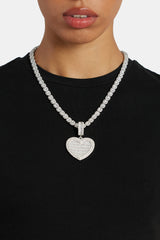 Iced 50mm CZ Baguette Heart Pendant