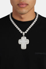 Large 70mm Iced CZ Baguette Cross Pendant