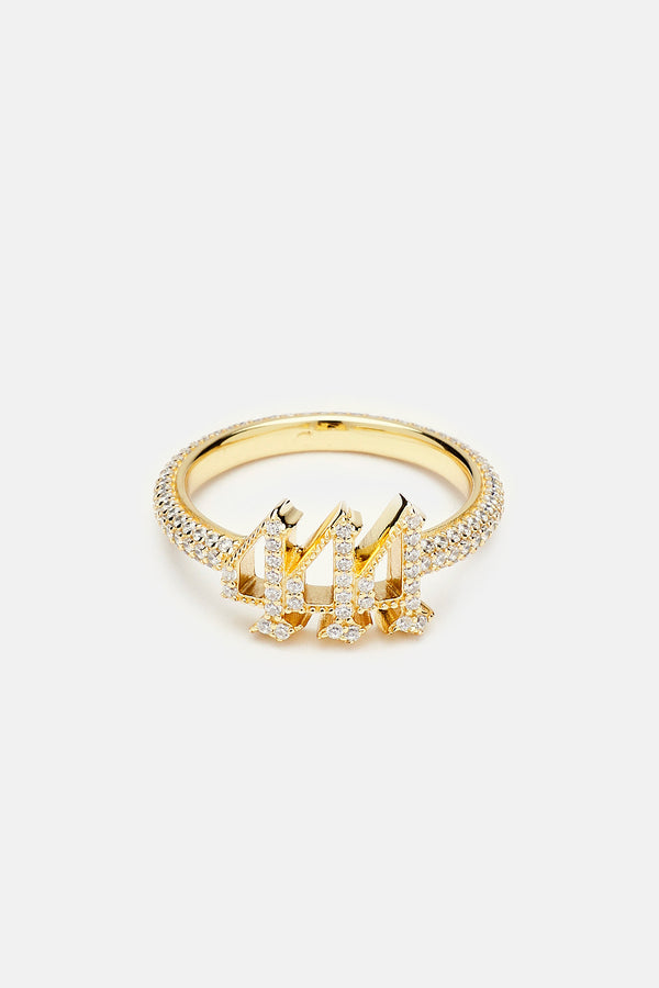 925 Iced CZ 444 Ring - Gold