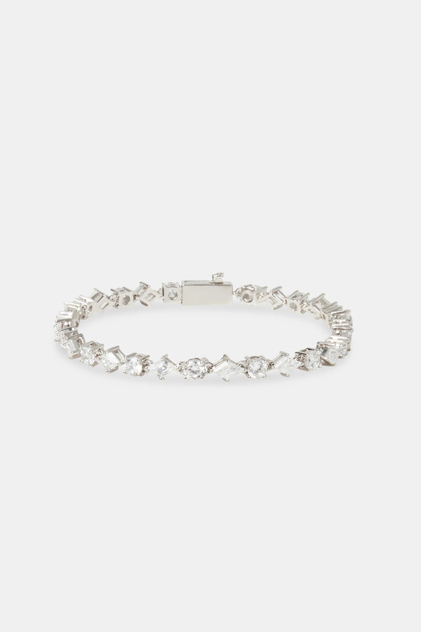 4mm Round & Diamond Cluster Tennis Bracelet