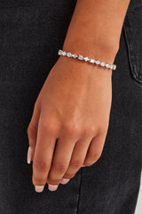 4mm Round & Diamond Cluster Tennis Bracelet