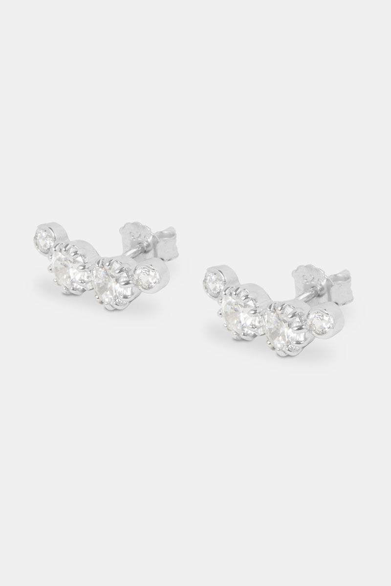 925 Multi CZ Stud Earrings - White