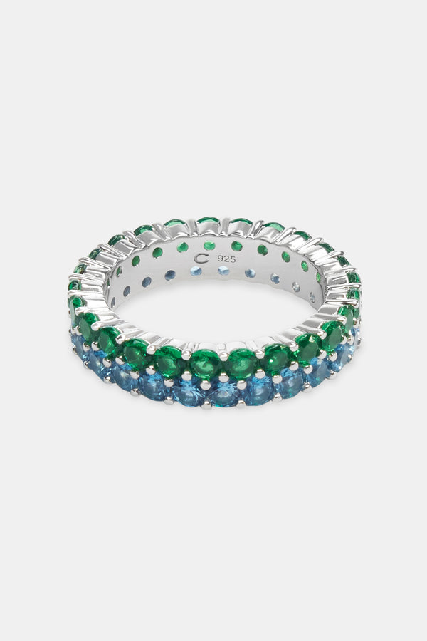 Blue & Green CZ Tennis Ring