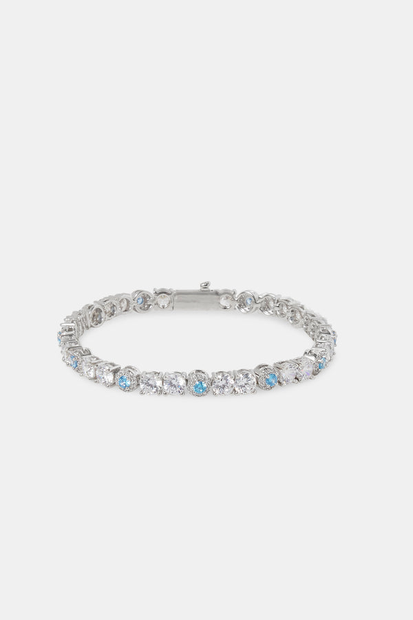 Blue CZ Cluster Tennis Bracelet - 5mm