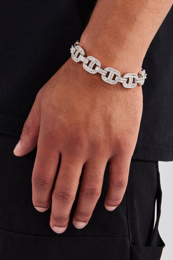 Chunky Iced Baguette Link Bracelet - 14mm