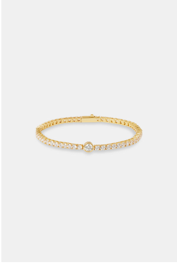 Single Circle Tennis Bracelet - 3mm - Gold