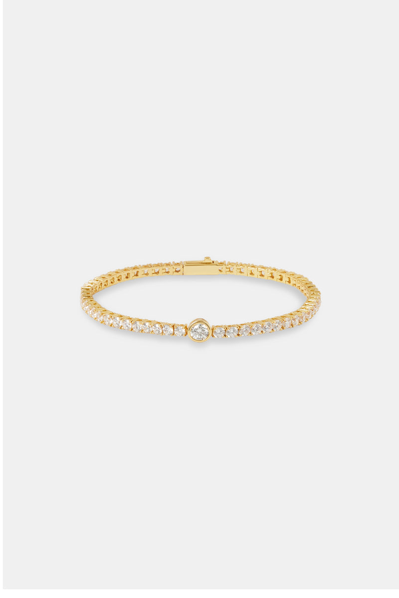 Single Circle Tennis Bracelet - 3mm - Gold