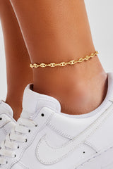 Coffee Bean Anklet - 5mm - Gold