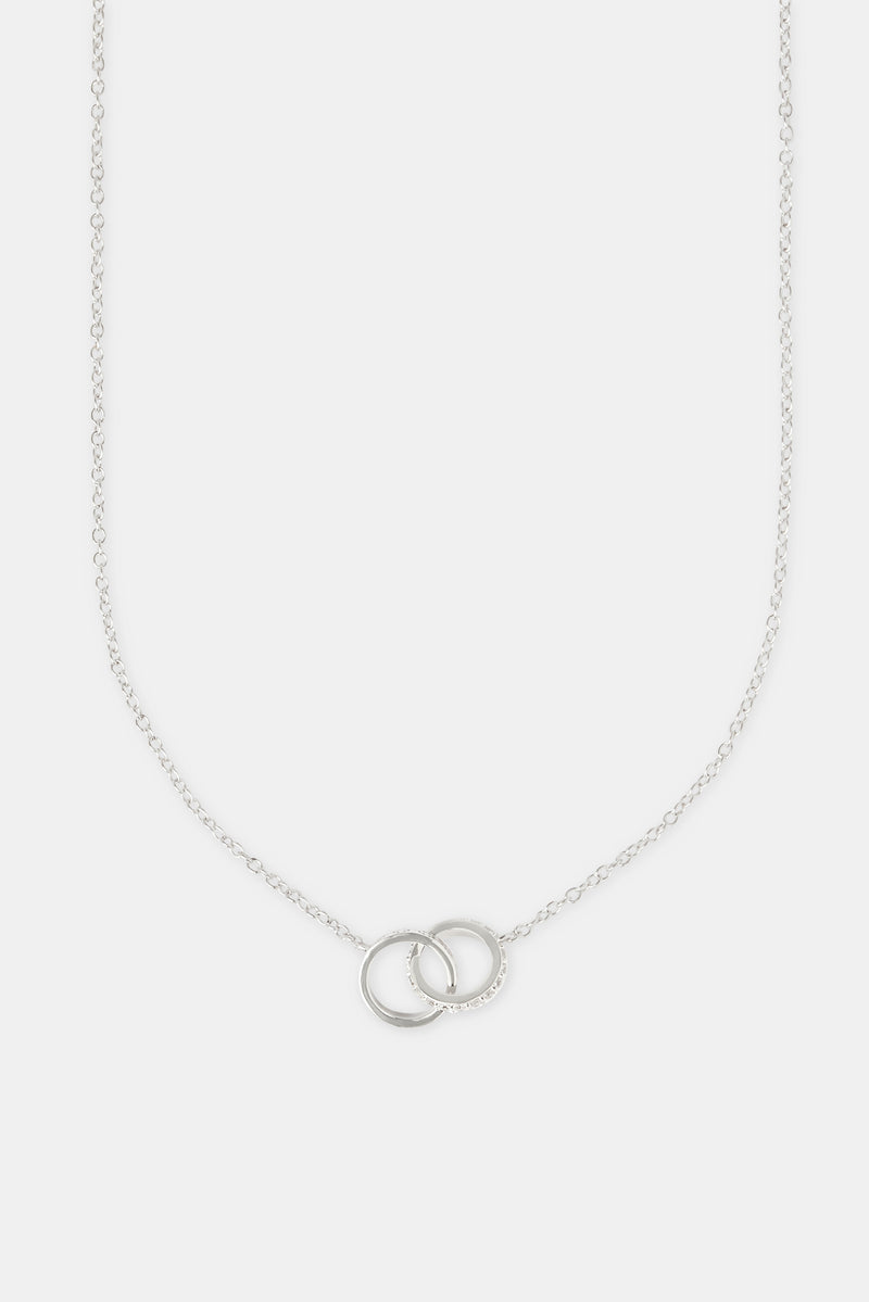 Double Polished and Iced Ring Necklace - 14mm - White