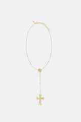 Drop Pendant Cross Necklace - 40mm - Gold