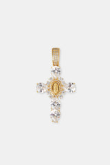 25mm Clear Cross Pendant - Gold