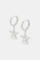 Iced Star Huggie Earrings - 12mm - White