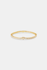 Heart Tennis Bracelet - 3mm - Gold