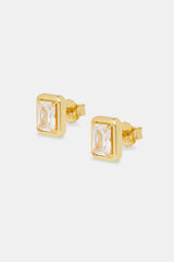 Iced Bezel Stud Earrings - 10mm