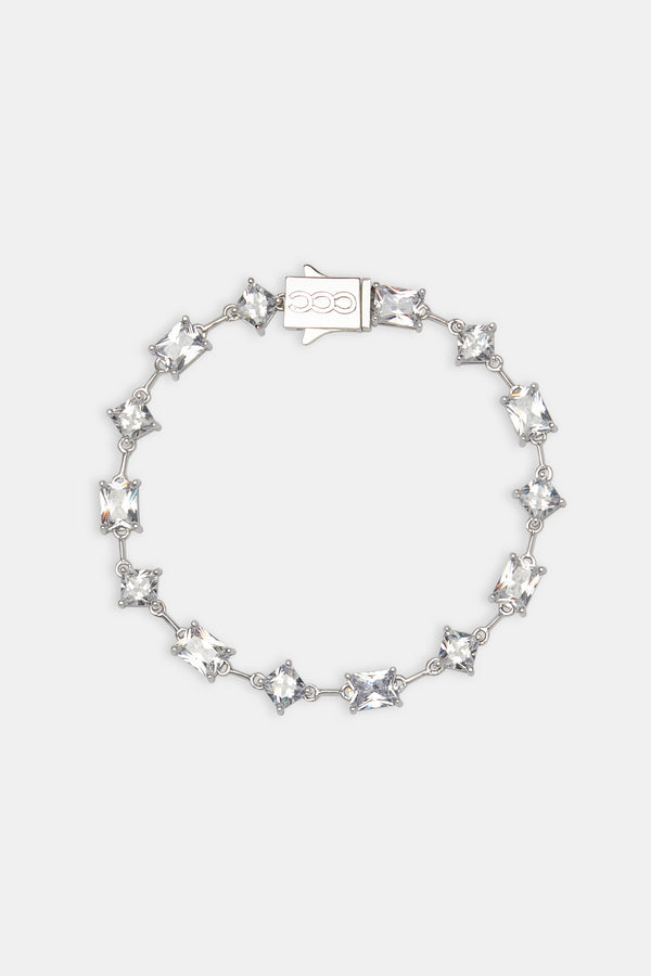 Iced Baguette & Square Stone Bracelet - 8mm