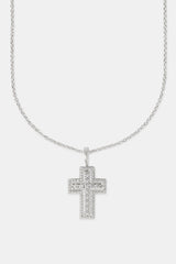 Iced Outline Cross Necklace - 45mm