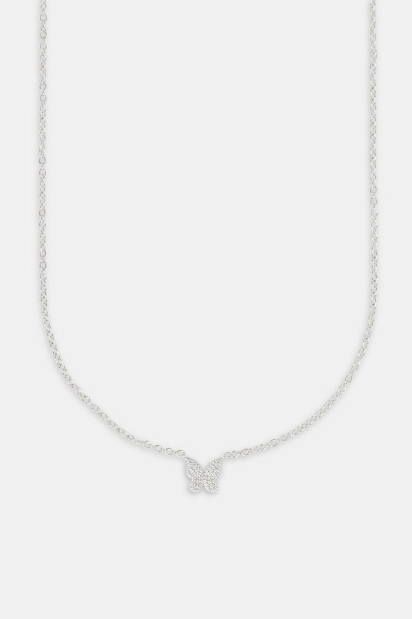 Cz Pave Butterfly Necklace - 10mm