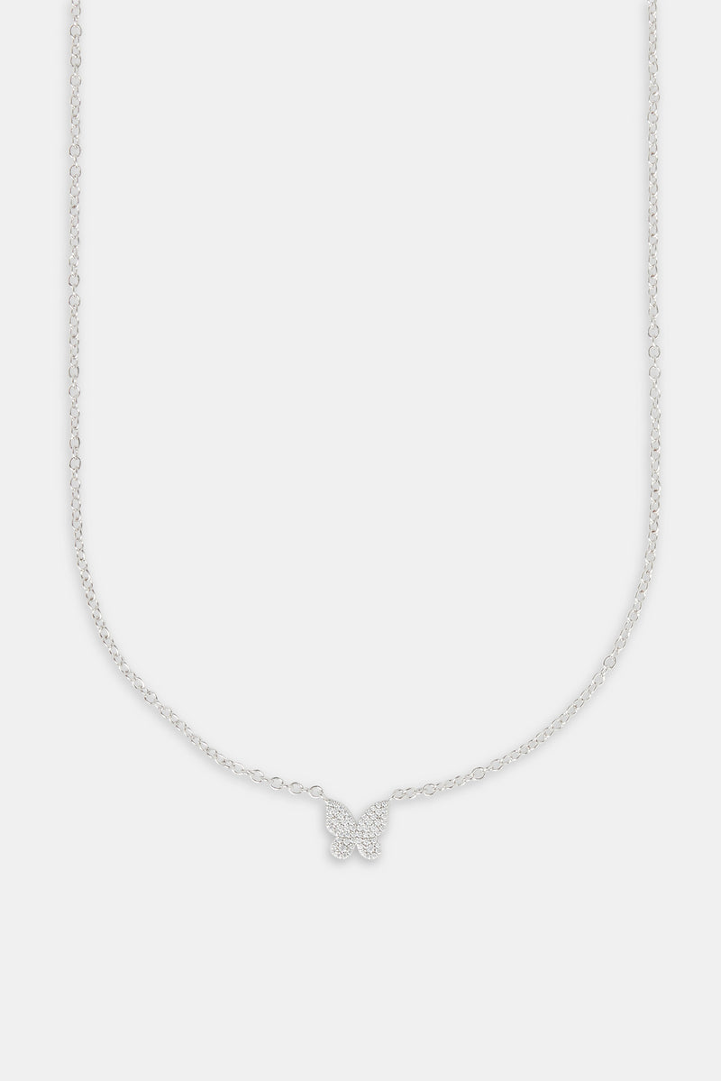 Cz Pave Butterfly Necklace - 10mm