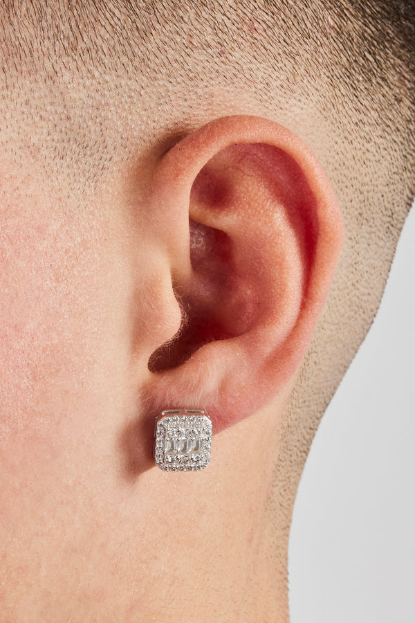 Iced Pave & Baguette Stone Studs - 10mm