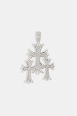 Iced Gothic Triple Cross Pendant - 40mm