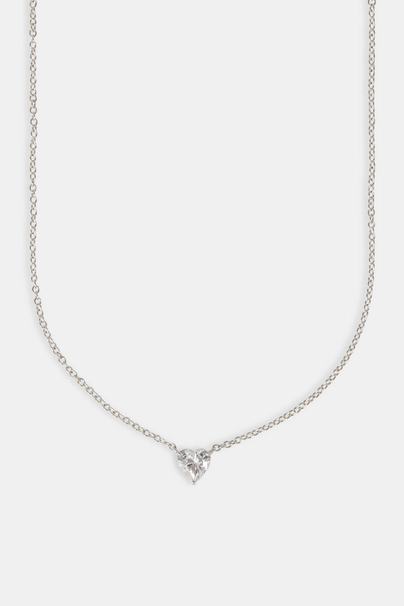 Iced Heart CZ Stone Necklace - 10mm