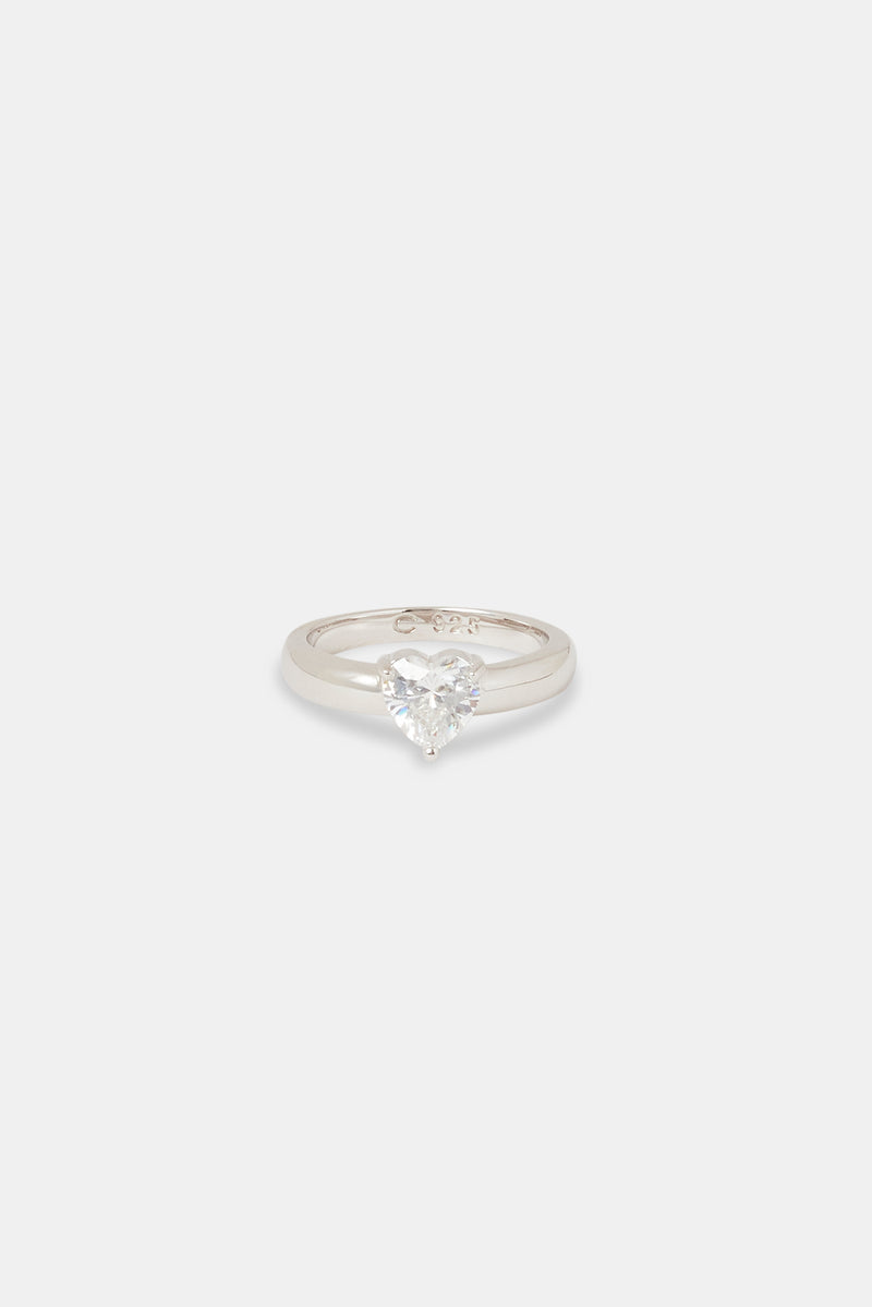 Iced Heart CZ Band Ring - 8mm