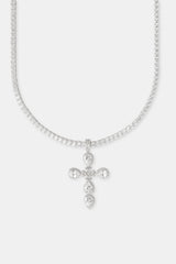 Iced Motif Cross Tennis Necklace - 35mm