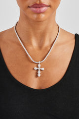 Iced Motif Cross Tennis Necklace - 35mm