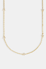 Iced Star Thin Link Chain - 2.5mm - Gold