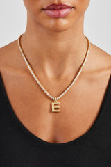 Mini Polished Balloon Letter Pendant & 3mm Tennis Chain - Gold