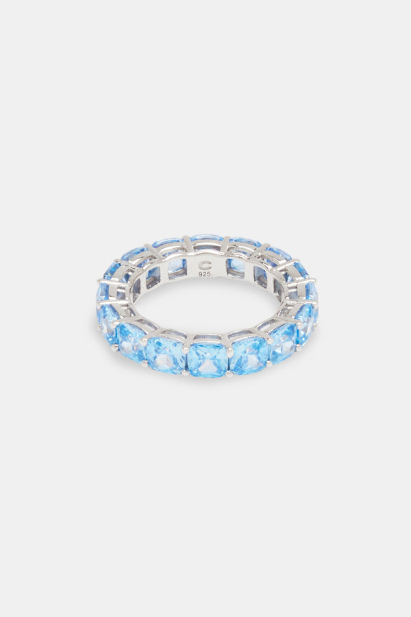 Iced Single Row Tennis Ring - Blue