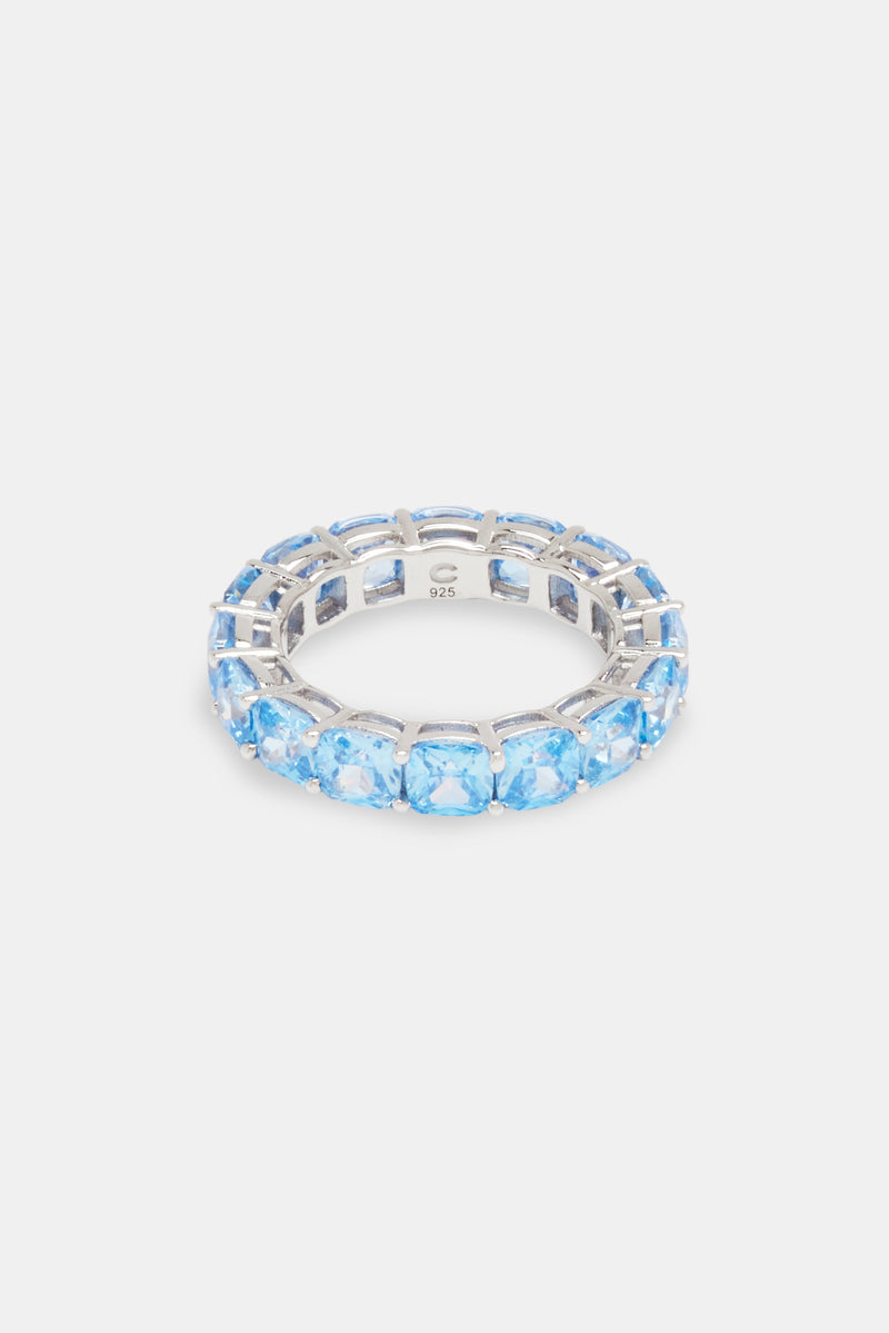 Iced Single Row Tennis Ring - Blue