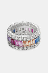 Rainbow CZ Baguette Tennis Ring