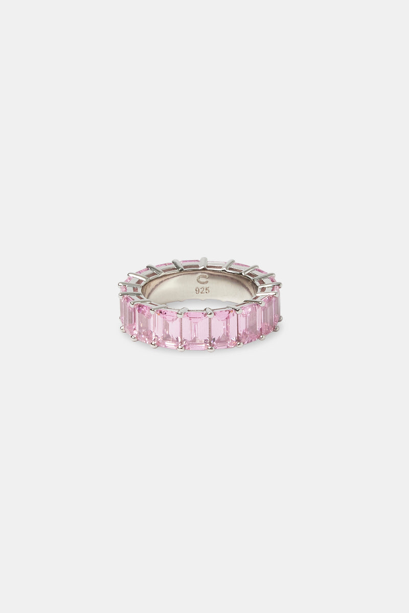 Pink CZ Baguette Tennis Ring - 6mm