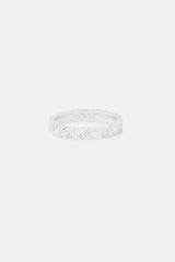 Polished & Iced Woven Ring - 4mm - White