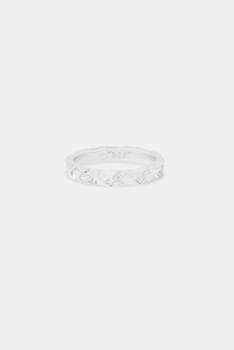 Polished & Iced Woven Ring - 4mm - White